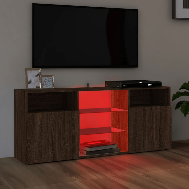 Szafka TV z oświetleniem LED, brązowy dąb, 120x30x50 cm