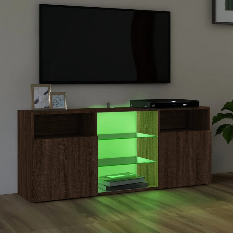 Szafka TV z oświetleniem LED, brązowy dąb, 120x30x50 cm