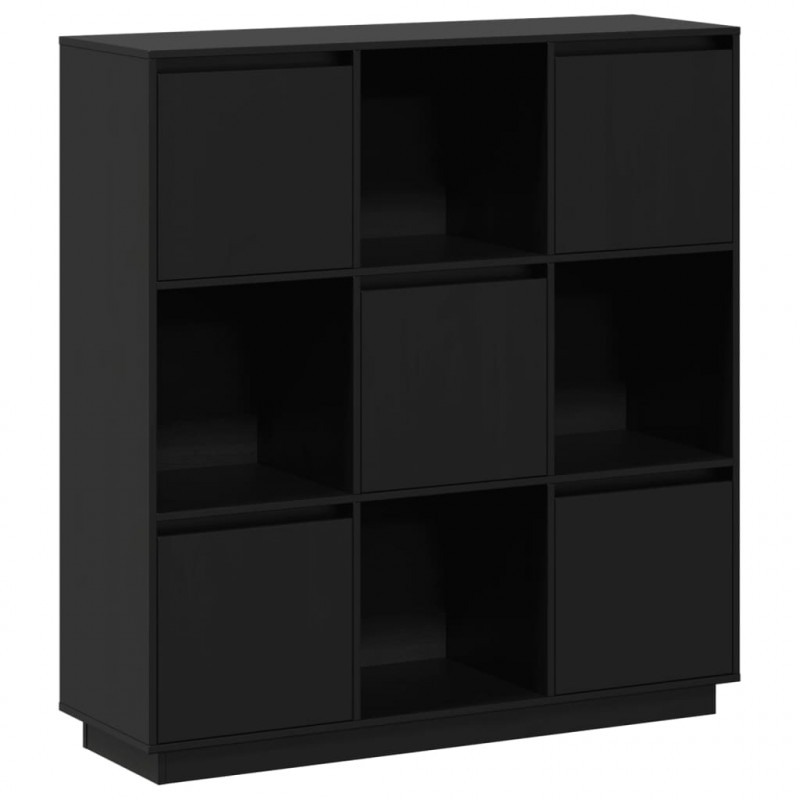 Szafka, czarna, 110,5x35x117 cm, lite drewno sosnowe