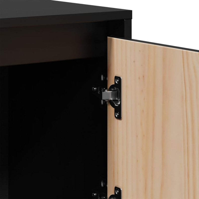Szafka, czarna, 110,5x35x117 cm, lite drewno sosnowe