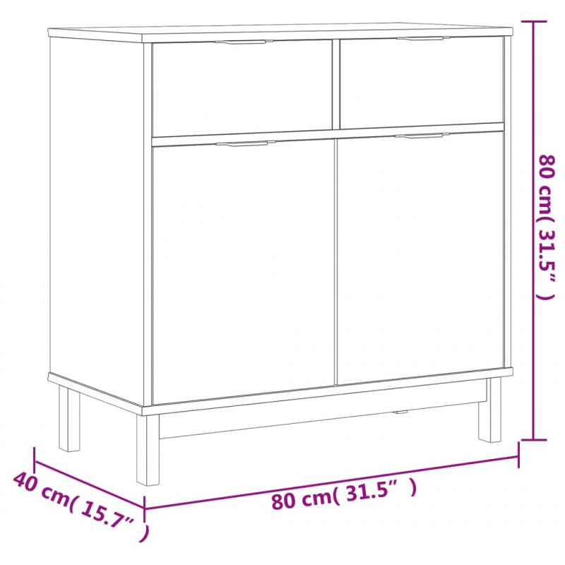 Szafka FLAM, 80x40x80 cm, lite drewno sosnowe