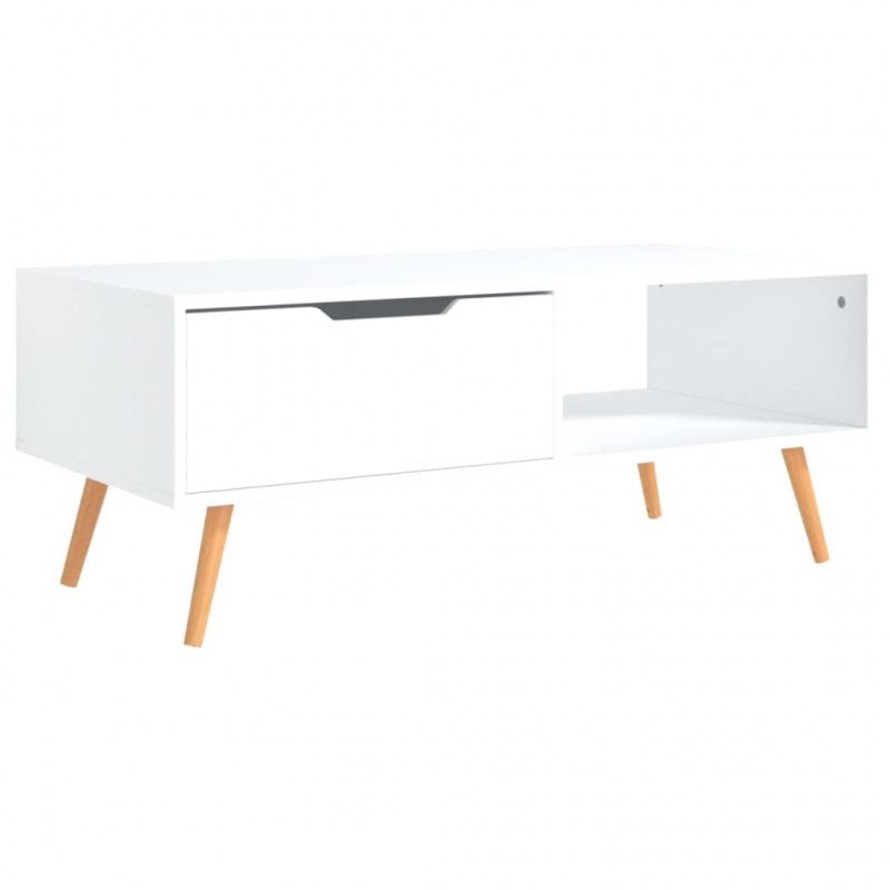 Stolik kawowy, biały, 100x49,5x43 cm, materiał drewnopochodny