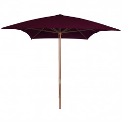 Parasol ogrodowy na drewnianym słupku, bordowy, 200x300 cm
