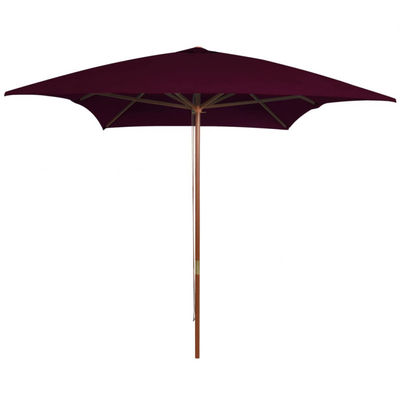Parasol ogrodowy na drewnianym słupku, bordowy, 200x300 cm