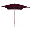 Parasol ogrodowy na drewnianym słupku, bordowy, 200x300 cm