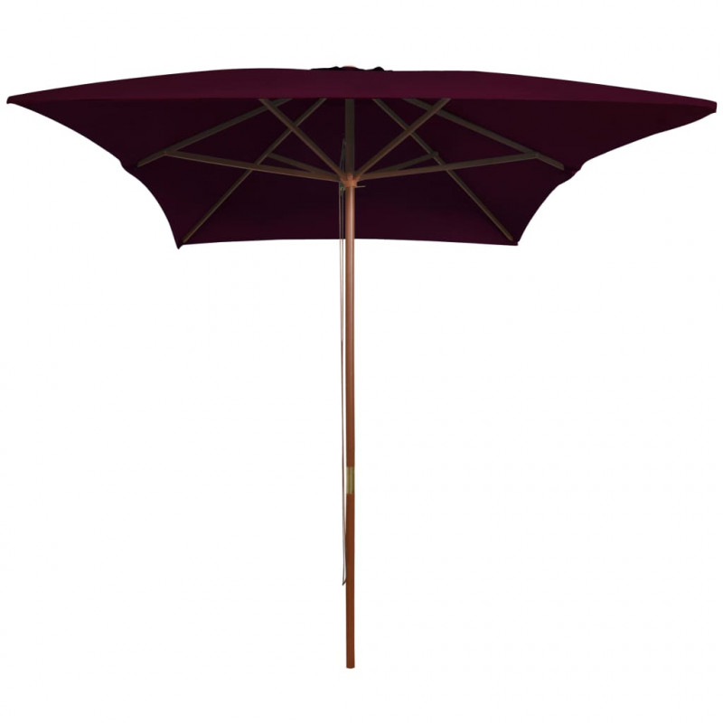 Parasol ogrodowy na drewnianym słupku, bordowy, 200x300 cm