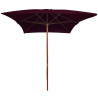 Parasol ogrodowy na drewnianym słupku, bordowy, 200x300 cm