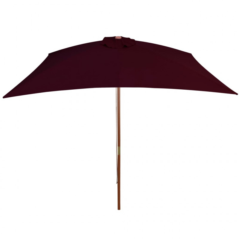 Parasol ogrodowy na drewnianym słupku, bordowy, 200x300 cm