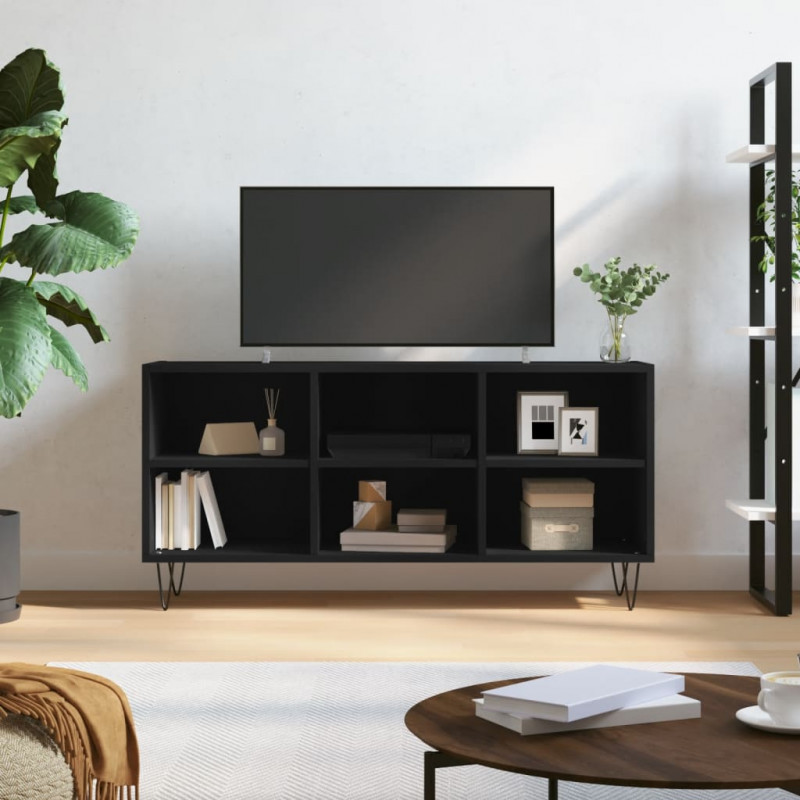 Szafka pod TV, czarna, 103,5x30x50 cm, materiał drewnopochodny