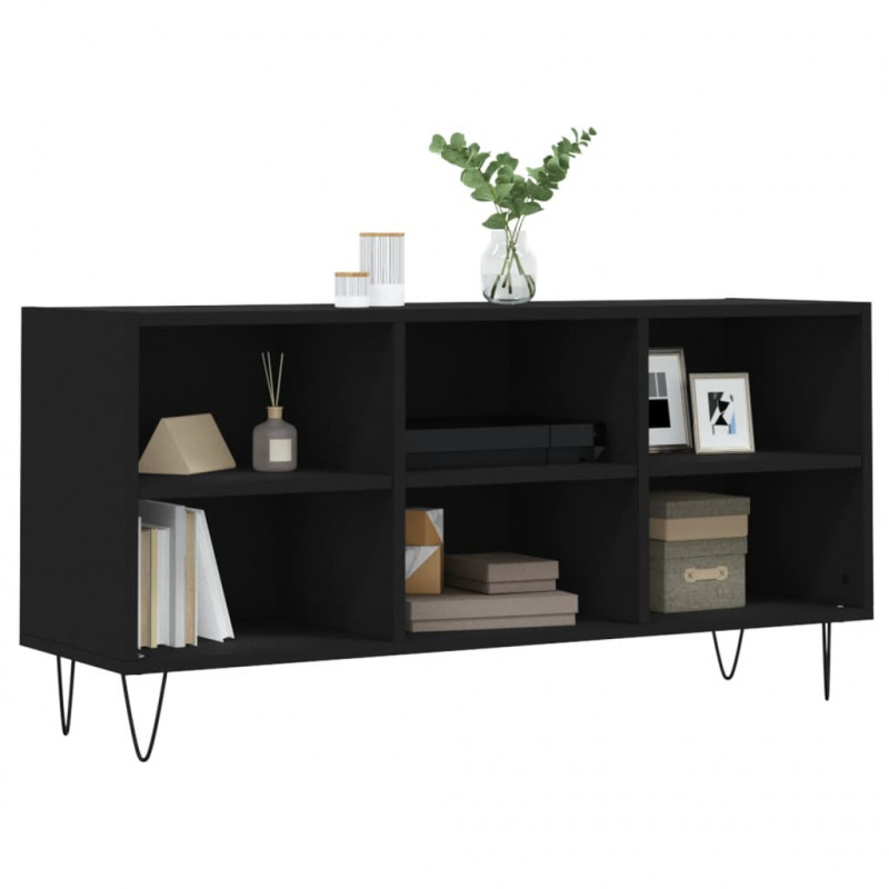 Szafka pod TV, czarna, 103,5x30x50 cm, materiał drewnopochodny