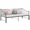 Sofa z wysuwaną ramą łóżka, czarna, metalowa, 90x200 cm