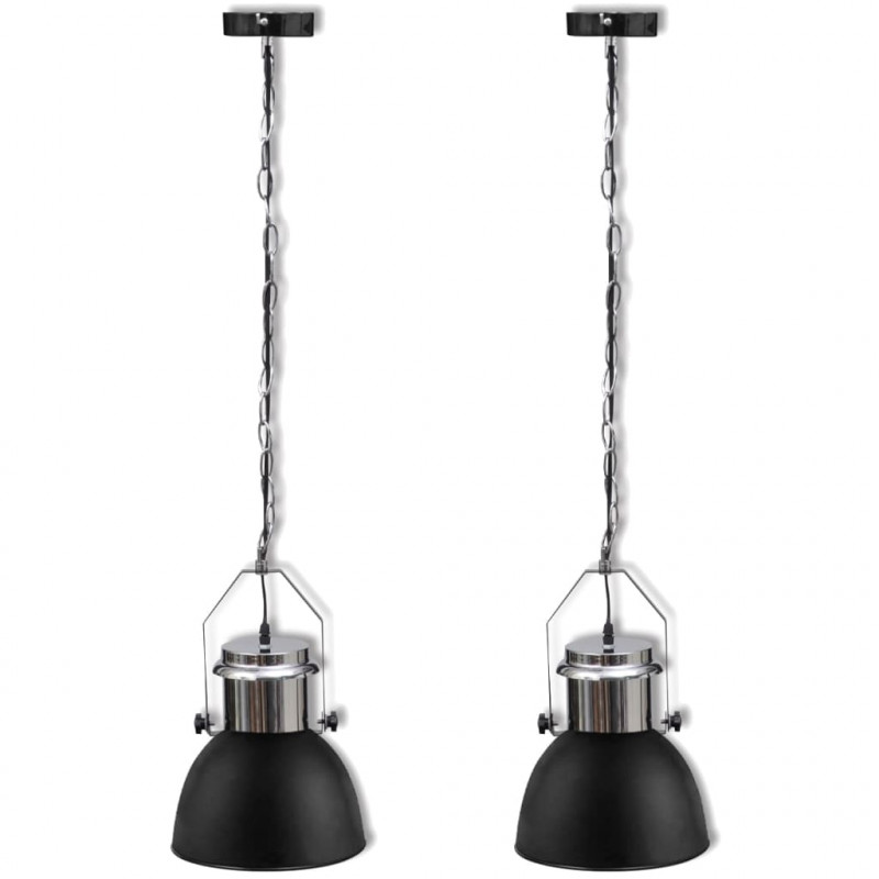 Metalowe lampy sufitowe, 2 szt., regulowana długość, czarne