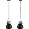 Metalowe lampy sufitowe, 2 szt., regulowana długość, czarne