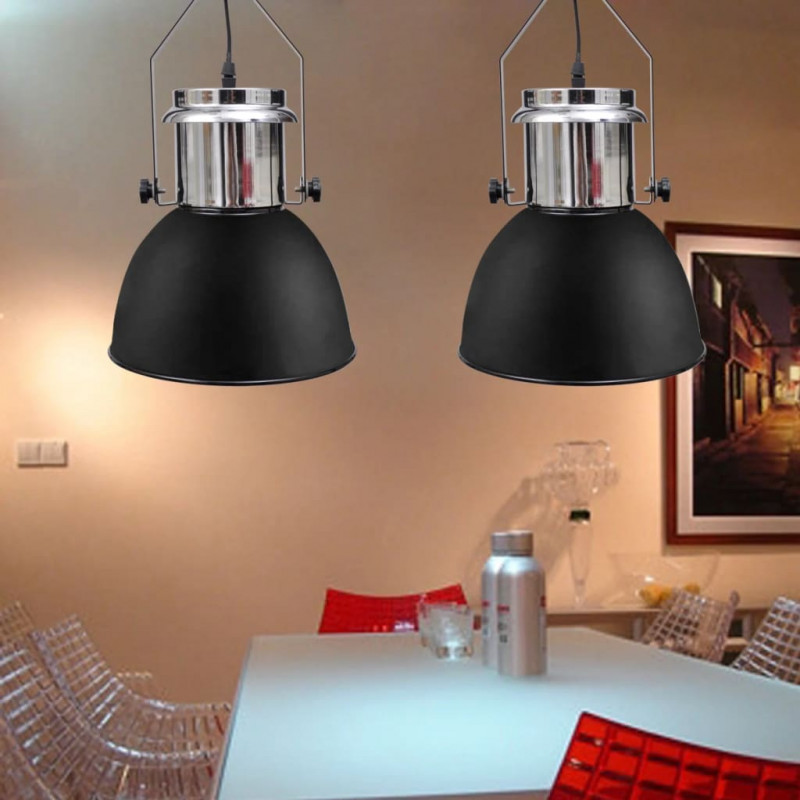 Metalowe lampy sufitowe, 2 szt., regulowana długość, czarne