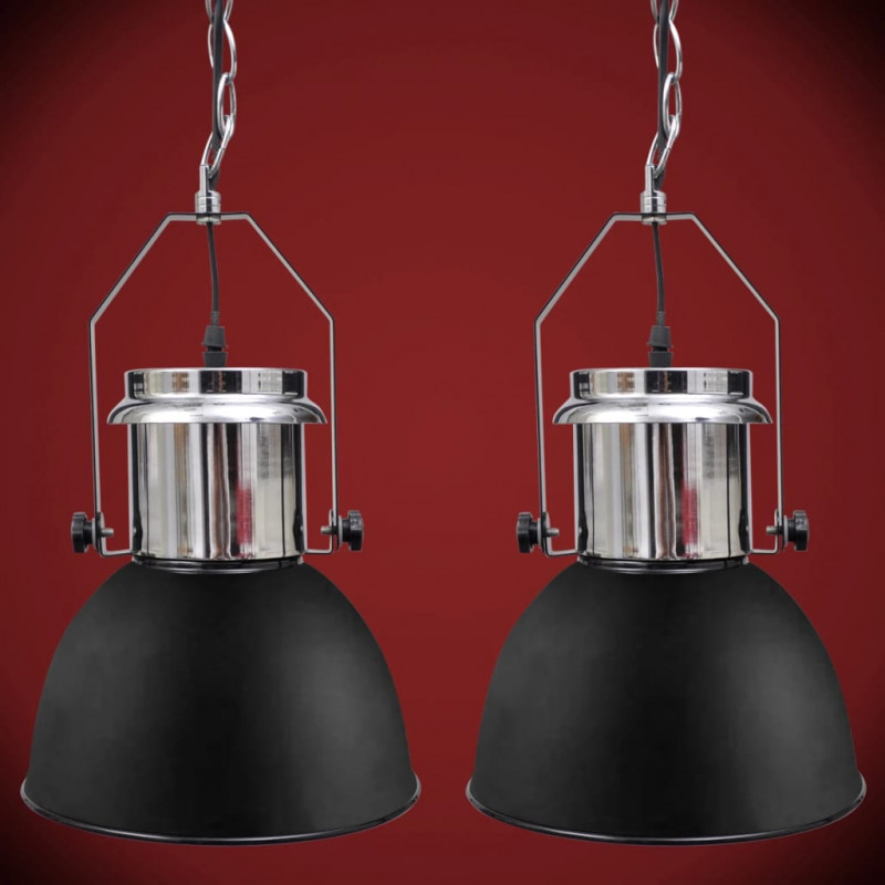 Metalowe lampy sufitowe, 2 szt., regulowana długość, czarne
