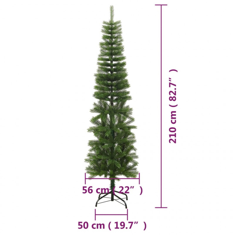 Sztuczna, smukła choinka ze stojakiem, 210 cm, PE