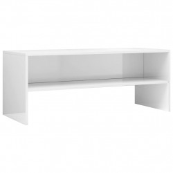 Szafka pod TV, biała, wysoki połysk, 100x40x40 cm