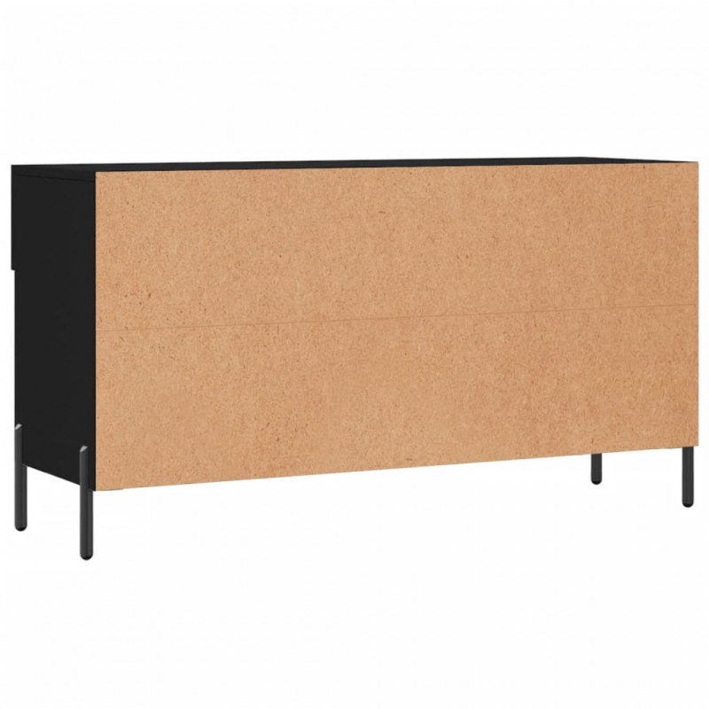 Ławka z miejscem na buty, czarna, 102x35x55 cm