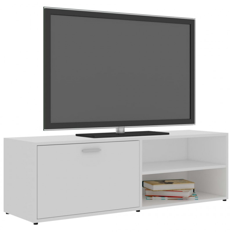 Szafka pod TV, biała, 120x34x37 cm, materiał drewnopochodny