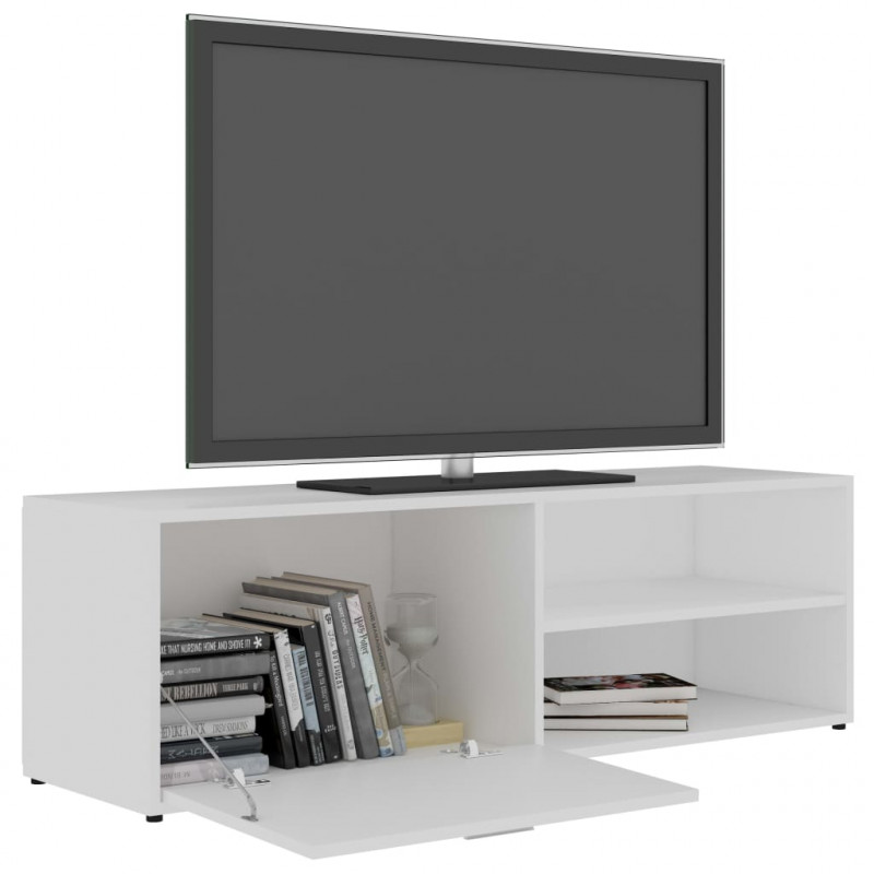Szafka pod TV, biała, 120x34x37 cm, materiał drewnopochodny