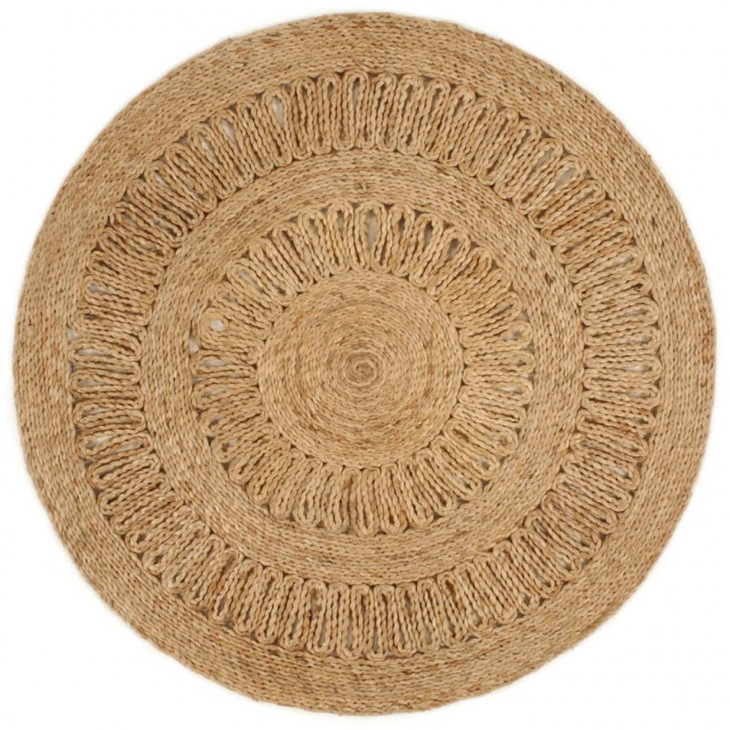 Ręcznie pleciony dywan z juty, 90 cm, okrągły