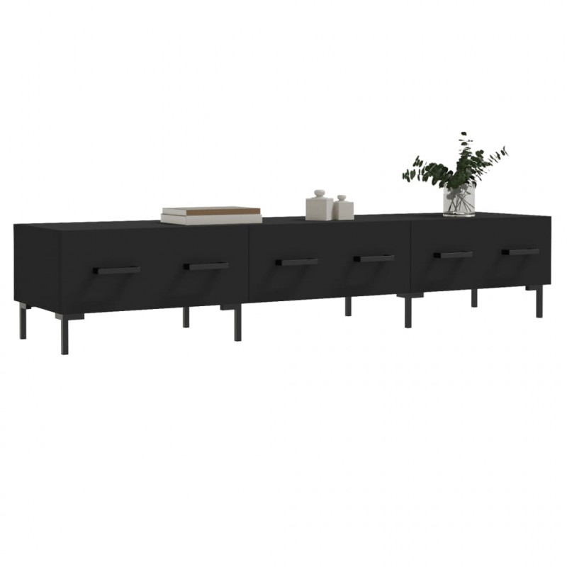 Szafka pod TV, czarna, 150x36x30 cm, materiał drewnopochodny