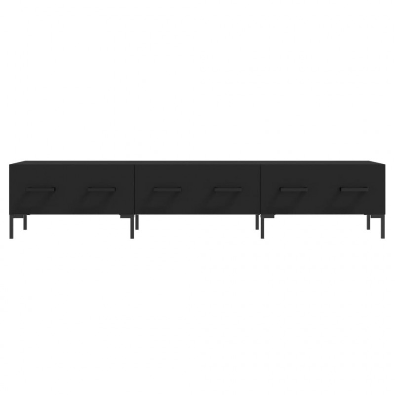 Szafka pod TV, czarna, 150x36x30 cm, materiał drewnopochodny