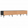 Szafka pod TV, czarna, 150x36x30 cm, materiał drewnopochodny