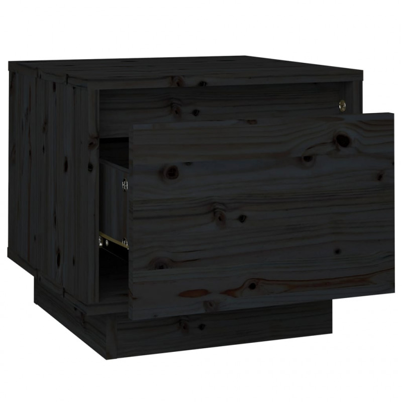 Szafki nocne, 2 szt., czarne, 35x34x32 cm, lite drewno sosnowe