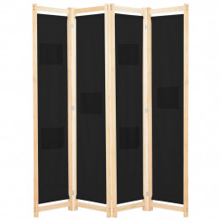 Parawan 4-panelowy, czarny, 160x170x4 cm, tkanina