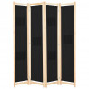 Parawan 4-panelowy, czarny, 160x170x4 cm, tkanina