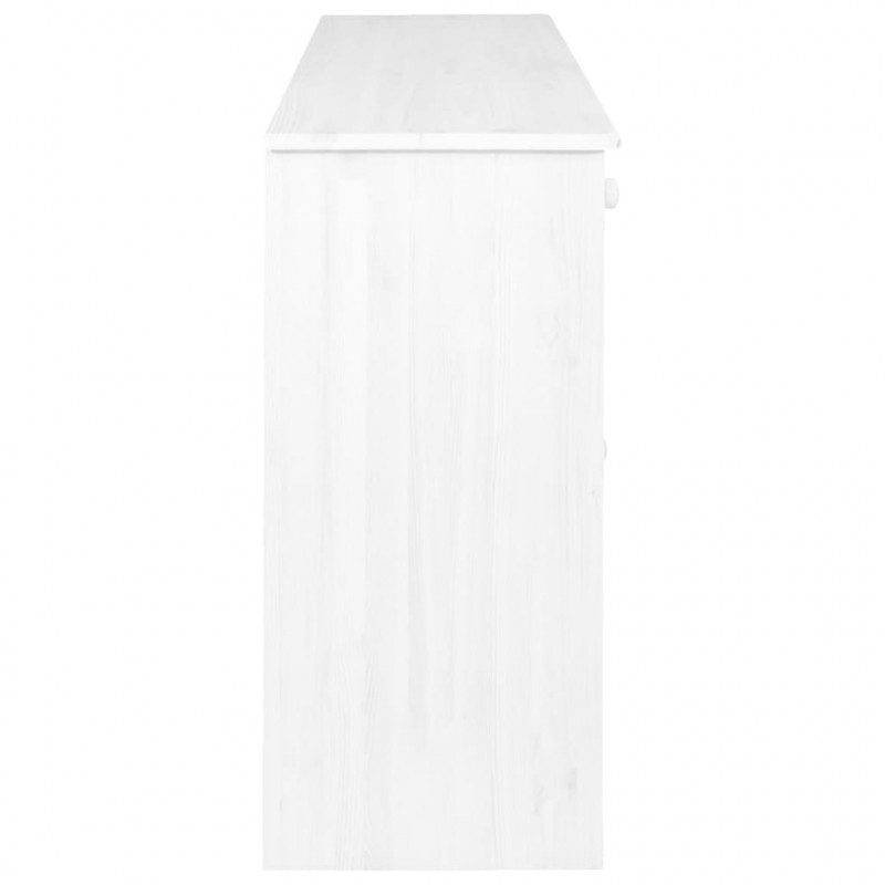 Komoda z 6 szufladami, biała, 113x35x73 cm, lite drewno sosnowe