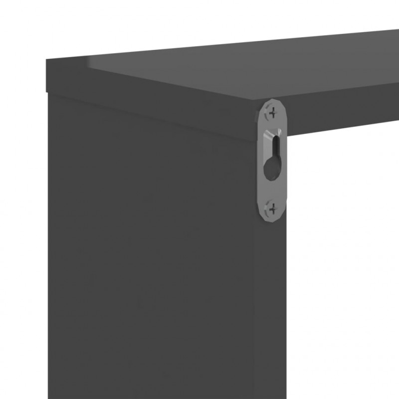 Półki ścienne kostki, 2 szt., szare z połyskiem, 22x15x22 cm