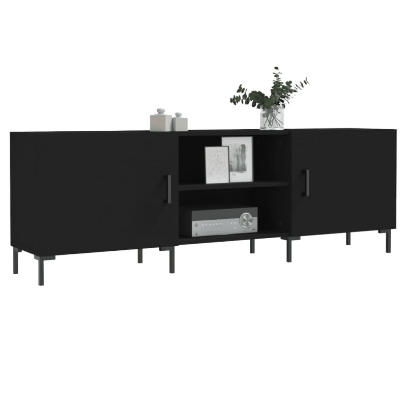 Szafka pod TV, czarna, 150x30x50 cm, materiał drewnopochodny
