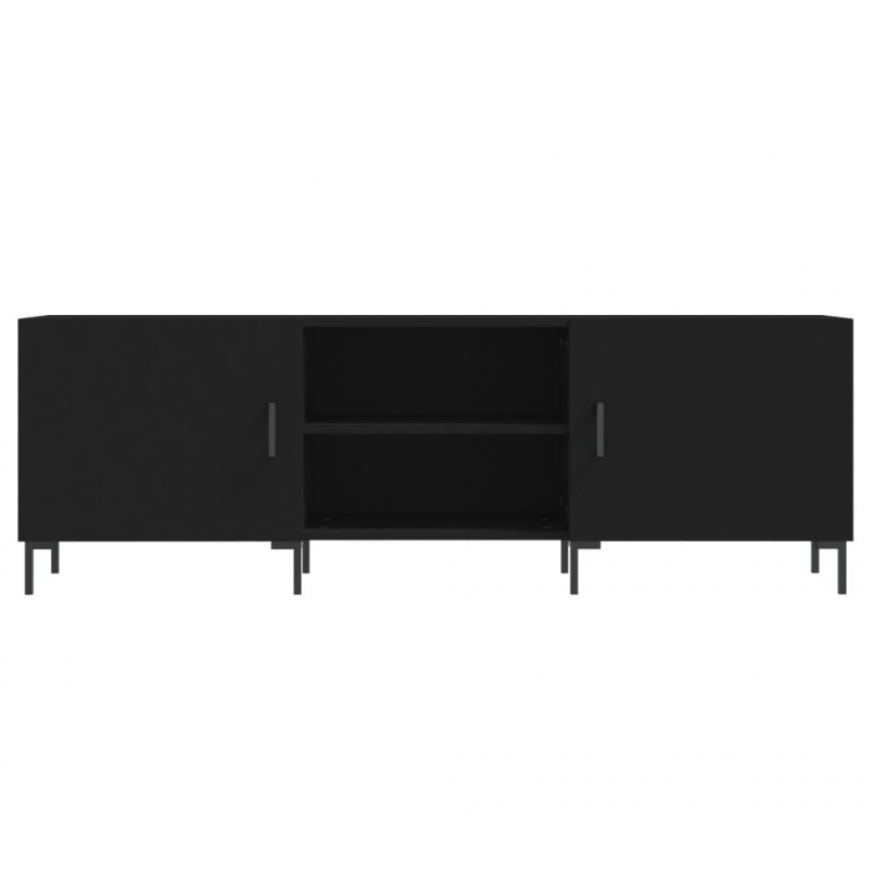 Szafka pod TV, czarna, 150x30x50 cm, materiał drewnopochodny
