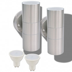 Lampy ścienne zewnętrzne, 2 szt., stal nierdzewna, góra/dół