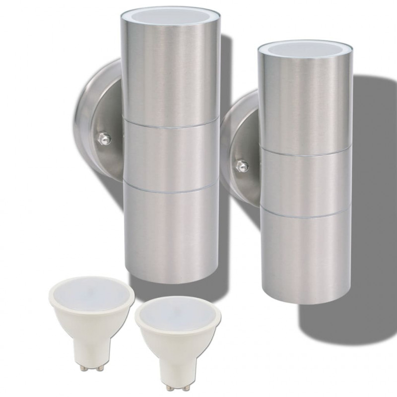 Lampy ścienne zewnętrzne, 2 szt., stal nierdzewna, góra/dół