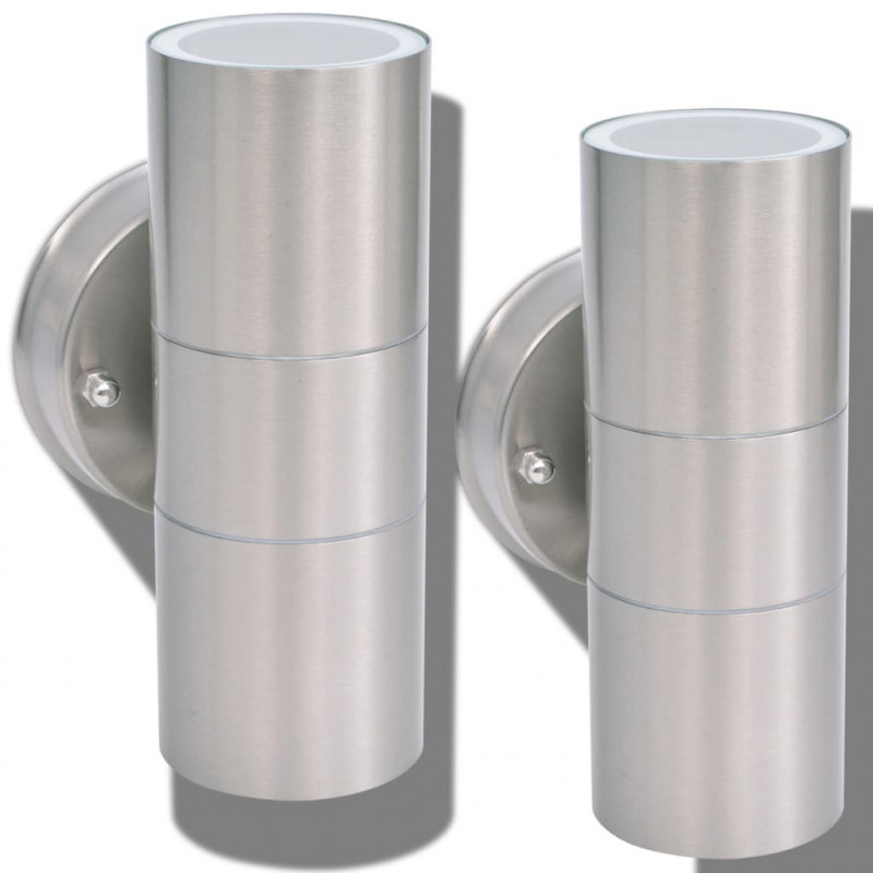 Lampy ścienne zewnętrzne, 2 szt., stal nierdzewna, góra/dół