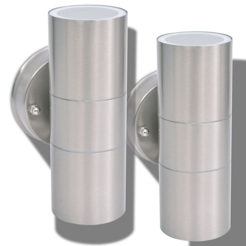 Lampy ścienne zewnętrzne, 2 szt., stal nierdzewna, góra/dół