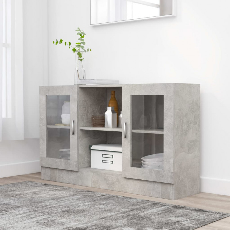 Witryna, szarość betonu 120x30,5x70 cm, materiał drewnopochodny