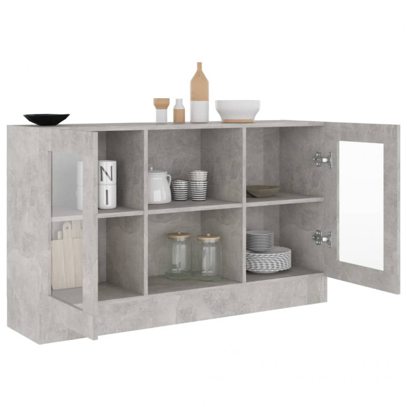 Witryna, szarość betonu 120x30,5x70 cm, materiał drewnopochodny