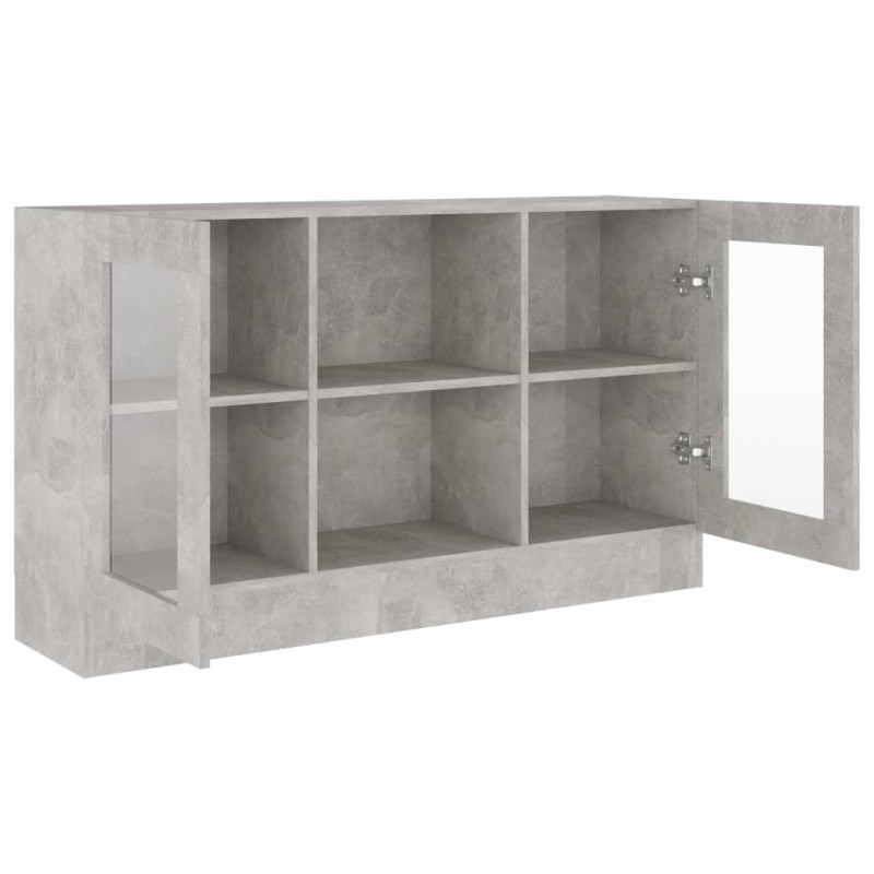 Witryna, szarość betonu 120x30,5x70 cm, materiał drewnopochodny