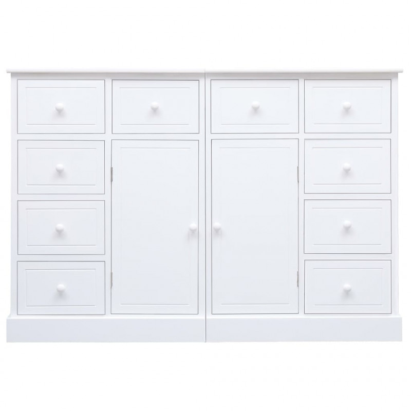 Komoda z 10 szufladami, biała, 113 x 30 x 79 cm, drewniana