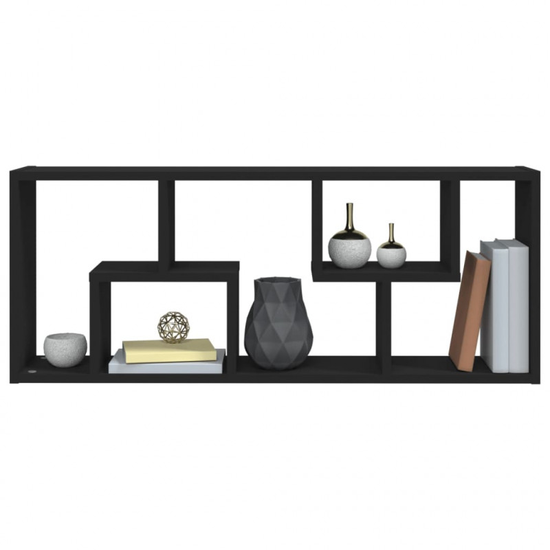 Półka ścienna, czarna, 36x16x90 cm, materiał drewnopochodny