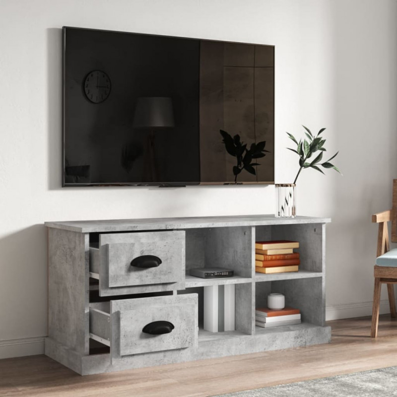 Szafka pod TV, szarość betonu, 102x35,5x47,5 cm