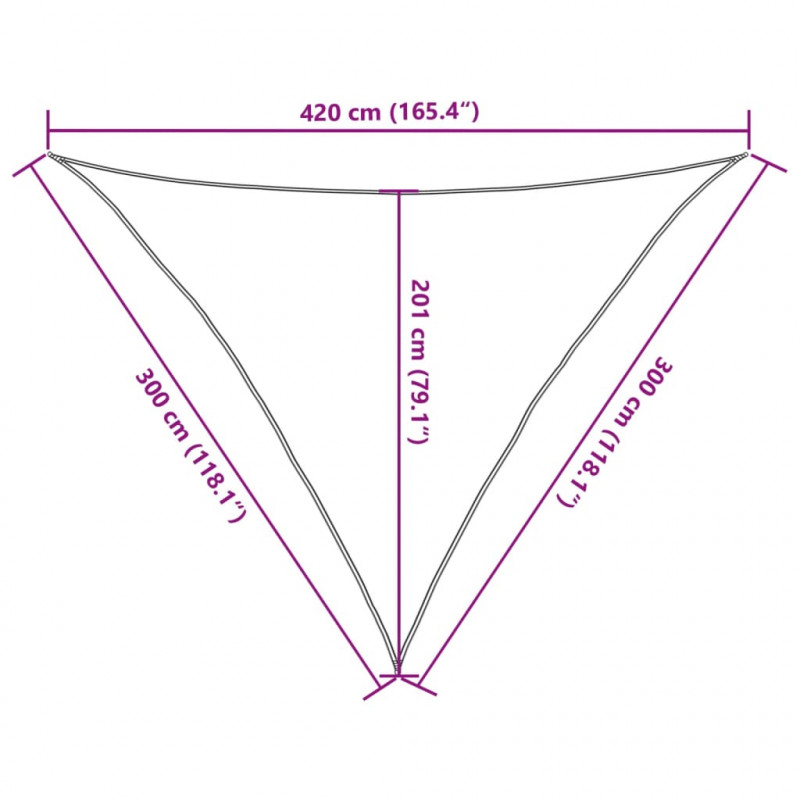 Żagiel przeciwsłoneczny 160 g/m², jasnozielony, 3x3x4,2 m, HDPE