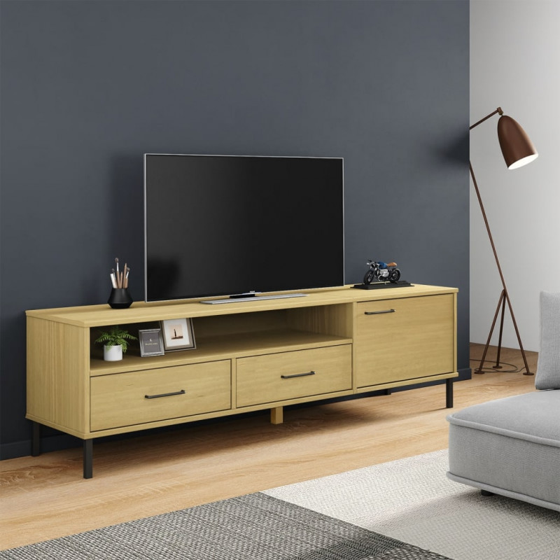 Szafka pod TV OSLO, metalowe nóżki, brązowa, sosnowa