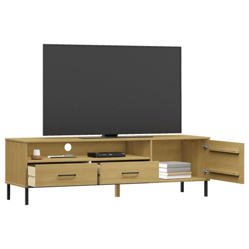 Szafka pod TV OSLO, metalowe nóżki, brązowa, sosnowa