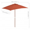 Parasol ogrodowy na drewnianym słupku, 150 x 200 cm, terakota