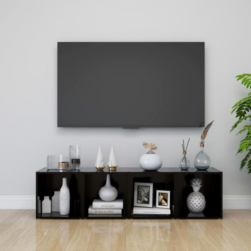 Szafki pod TV, 4 szt., czarne, 37x35x37 cm